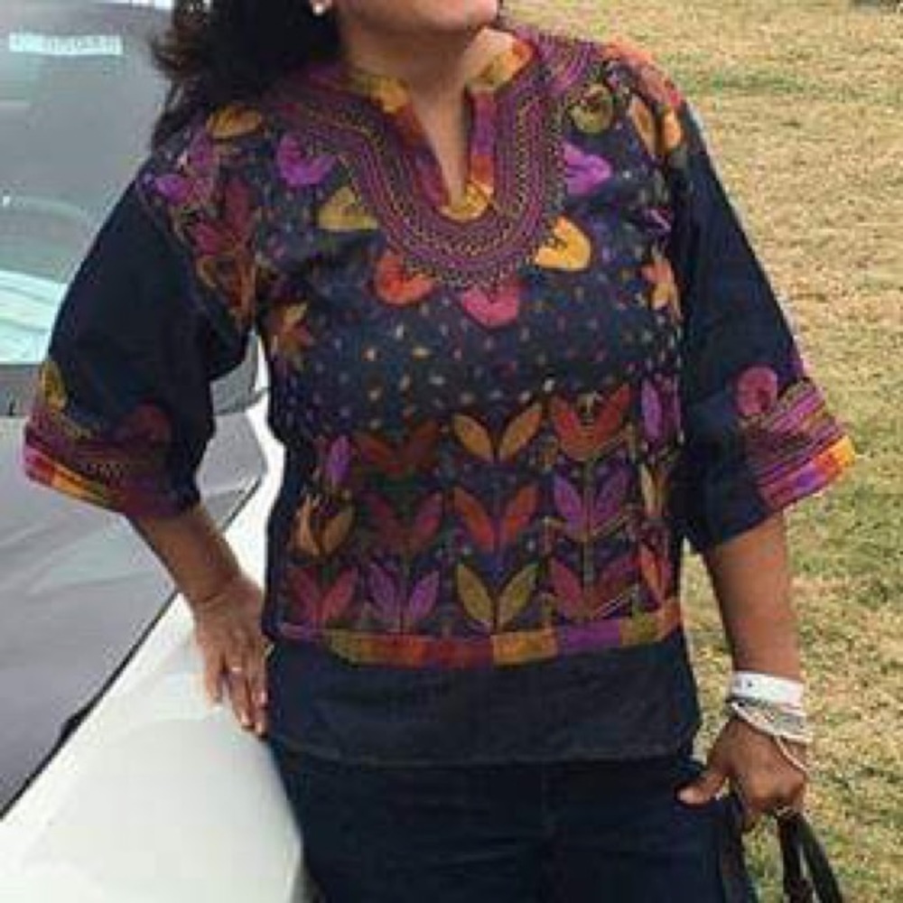 Bohemian Mexican Embroidered Blouse.